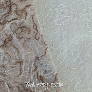 MULBERRY-krulpapier, naturel, natuurlijke kleuren, 30 - 40 gsm, A4-vellen, ideaal voor plakboeken en dagboeken of cadeauverpakking.