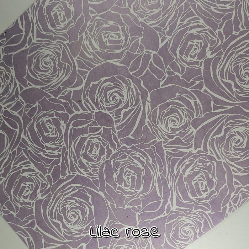 PATTERNED LOKTA PAPER Handmade Sheets for Scrapbooking and journals A4 / 8.2''x11.6'' / 21cmx29cm Lilac rose