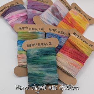 CHIFFON-SILK RIBBON  Limited Edition, Hand dyed in the U.K. from 1 meter lengths recycled and reclaimed