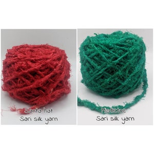SARI SILK YARN hand spun , sold in meters.  recycled and reclaimed pictures are for color reference only.