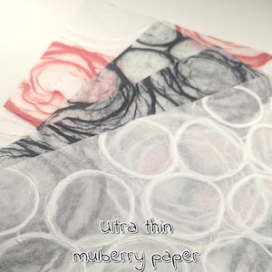 PAPIER ULTRA FIN : papier Mulberry translucide avec textures, A4 / 8,2 x 11,6 pouces / 21 x 29 cm
