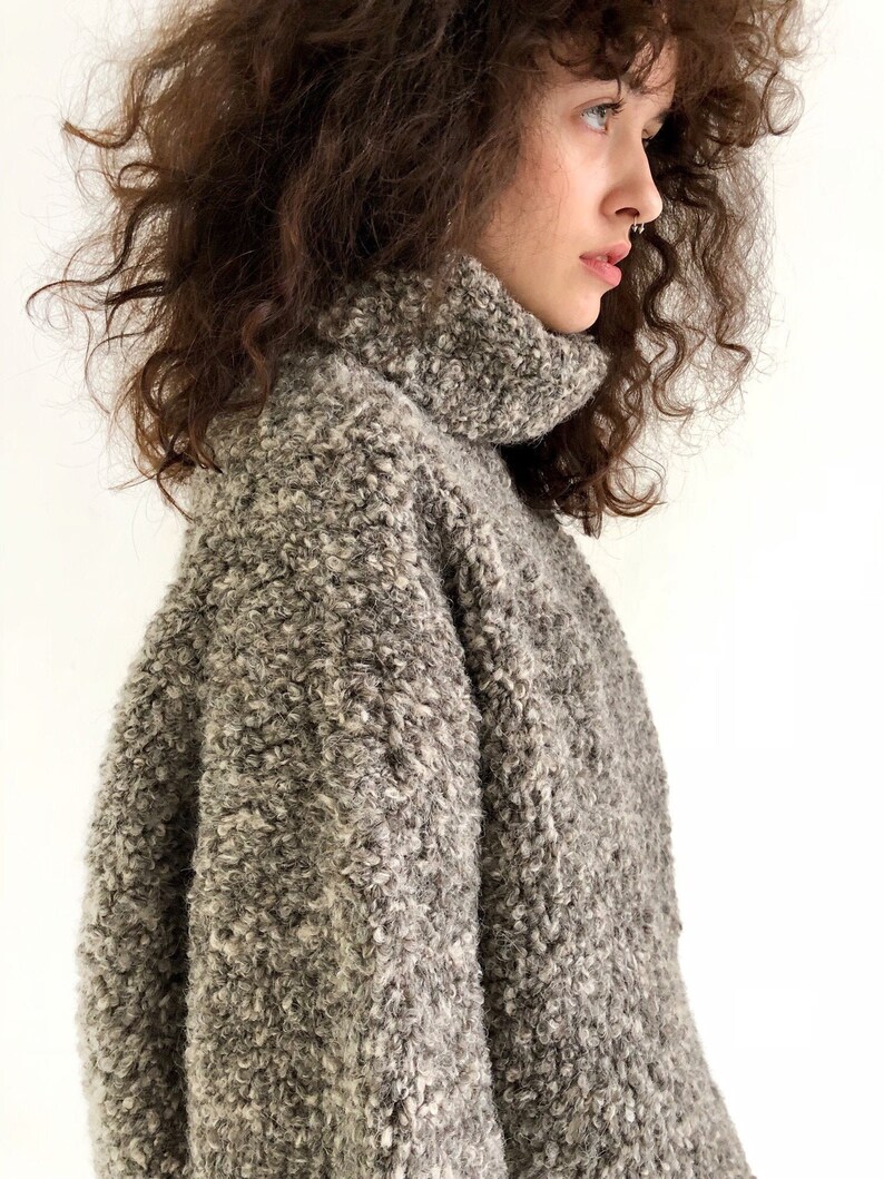 Boucle sweater Fuzzy knit sweater Alpaca wool sweater women Etsy