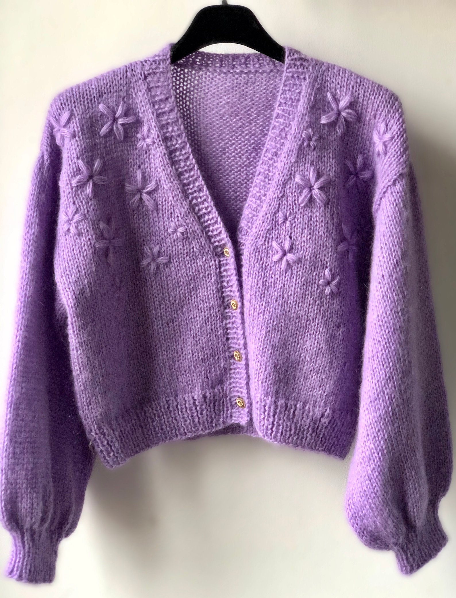 lilac mohair cardigan