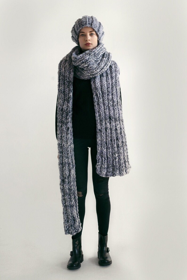 Chunky wool scarf Oversized knit winter scarf women Cold Etsy