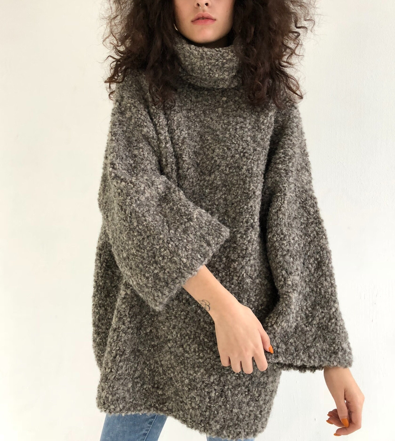 Boucle sweater Fuzzy knit sweater Alpaca wool sweater women Etsy