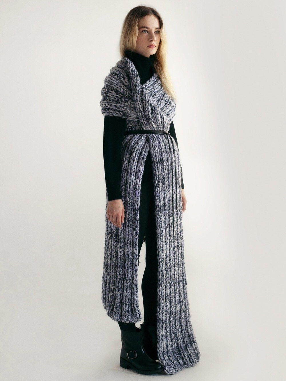 Chunky wool scarf Oversized knit winter scarf women Cold Etsy