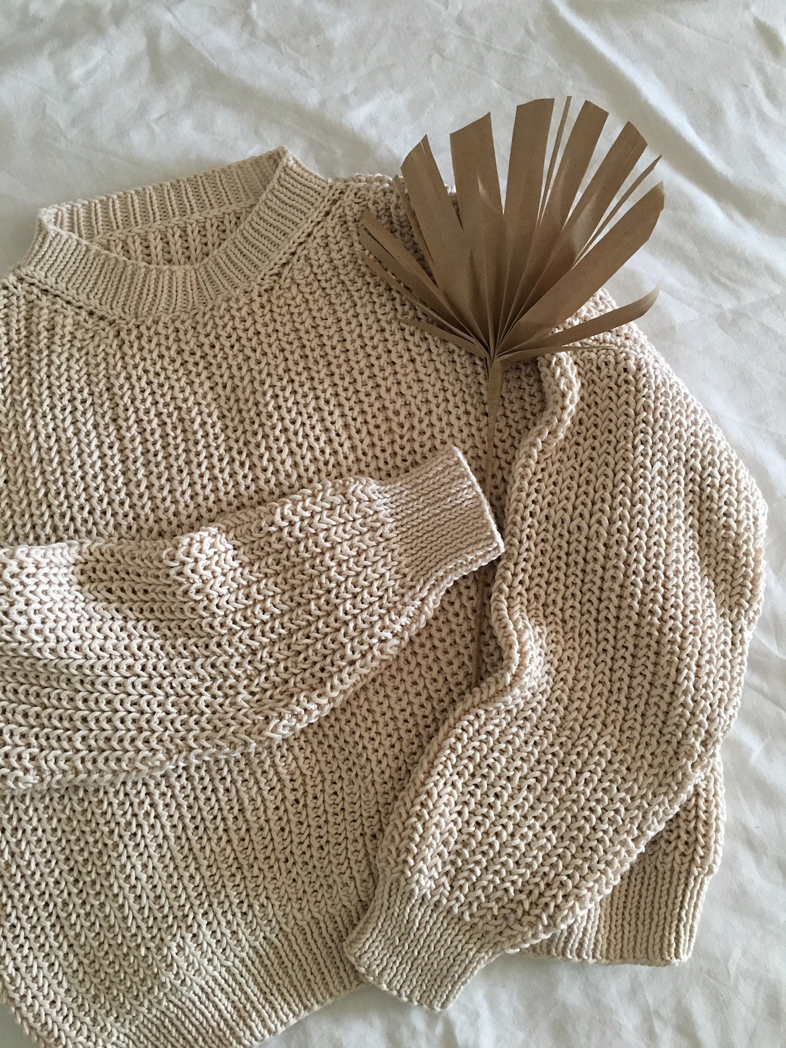 Chunky stricken Baumwolle Rippe Pullover Rundhalsausschnitt Etsy