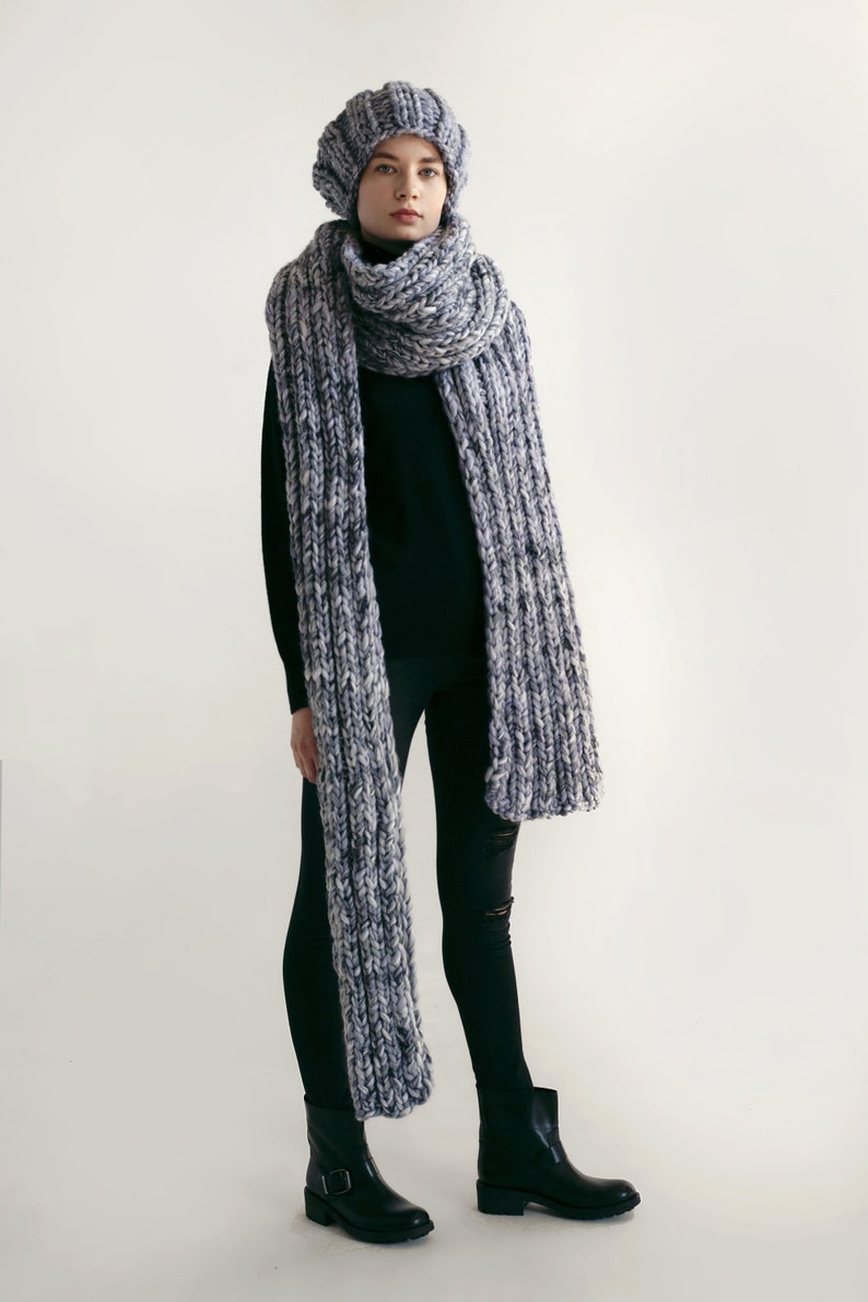 Chunky wool scarf Oversized knit winter scarf women Cold Etsy