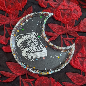 Moon Spells Handmade Goth Resin Trinket Tray Dish