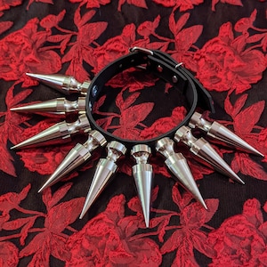 Handmade SPIKE UREYE OUT Spiked Faux Leather Collar Choker