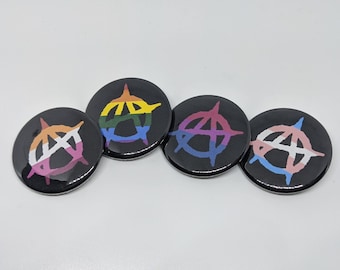 Handmade LGBT Anarchy Symbol 1.5" Pinback Buttons