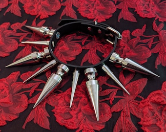 Handmade ULTRA MEGA SPIKEY Spiked Genuine Leather Collar Choker