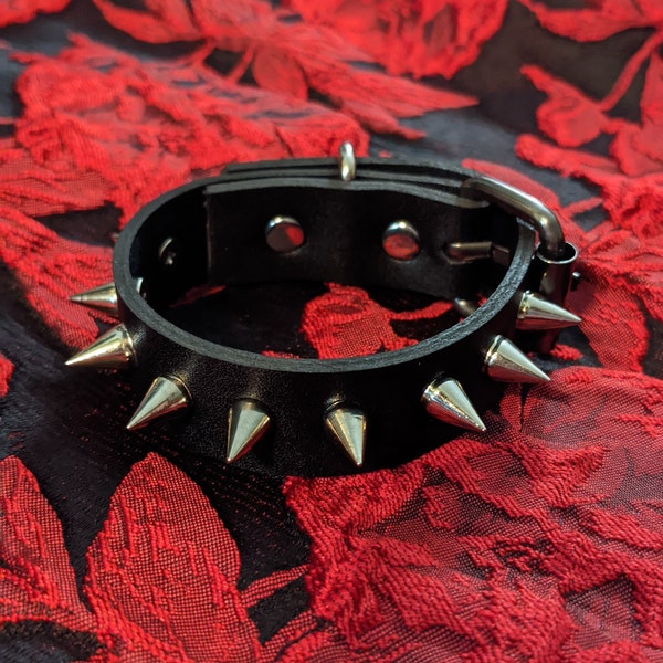 Handmade Punk Faux Leather LIL SPIKE Spiked Bracelet Cuff