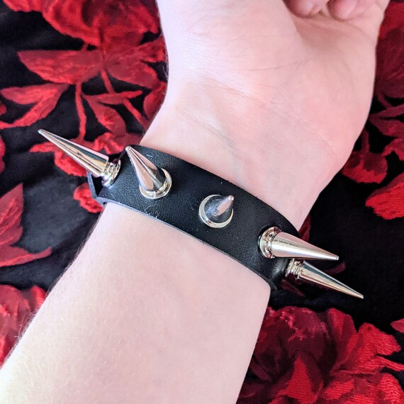 Handmade Punk Faux Leather 1 SPIKEY Spiked Bracelet Cuff Etsy UK