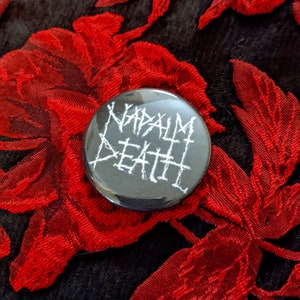 Handmade 1.5&quot; black Napalm Death Grind Metal Pinback Button Pin