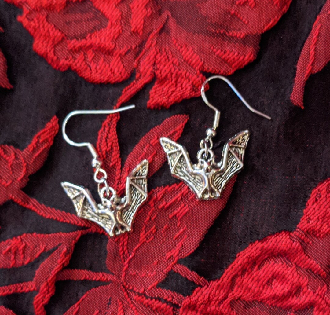 Cute Flying Bat Goth Small Dangle Earrings Etsy