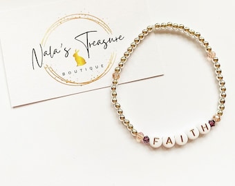Faith Bracelet: Christian Scripture Word Beads, Religious Gift