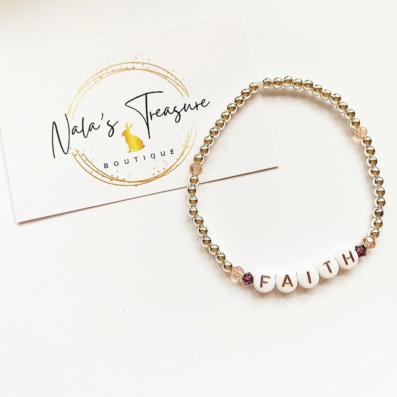 Rhinestone Capitalized FAITH Stretch Bracelet main image 1