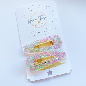 2er Set Resin Haarspangen | Haarschmuck | Glitzernde Haarspangen | Kinder Haarspangen | Haarspangen | Haarspangen | Glitzer Haarspangen