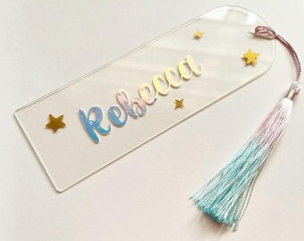 Personalized Acrylic Bookmark: Handmade Name Bookmark with Tassel
