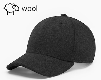 Wool winter cap in black color, Unisex