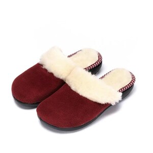 Cozy Red Wool & Terry Women’s Slippers, Christmas Gift, Made in Ukraine