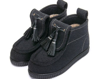 Botas de invierno ucranianas de fieltro y lana negras (valeshi), botas de mujer