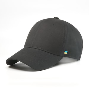 Black cap with small Ukrainian flag, Unisex baseball cap, Ukrainian gift, Made in Ukraine