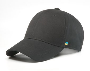 Black cap with small Ukrainian flag, Unisex baseball cap, Ukrainian gift, Made in Ukraine