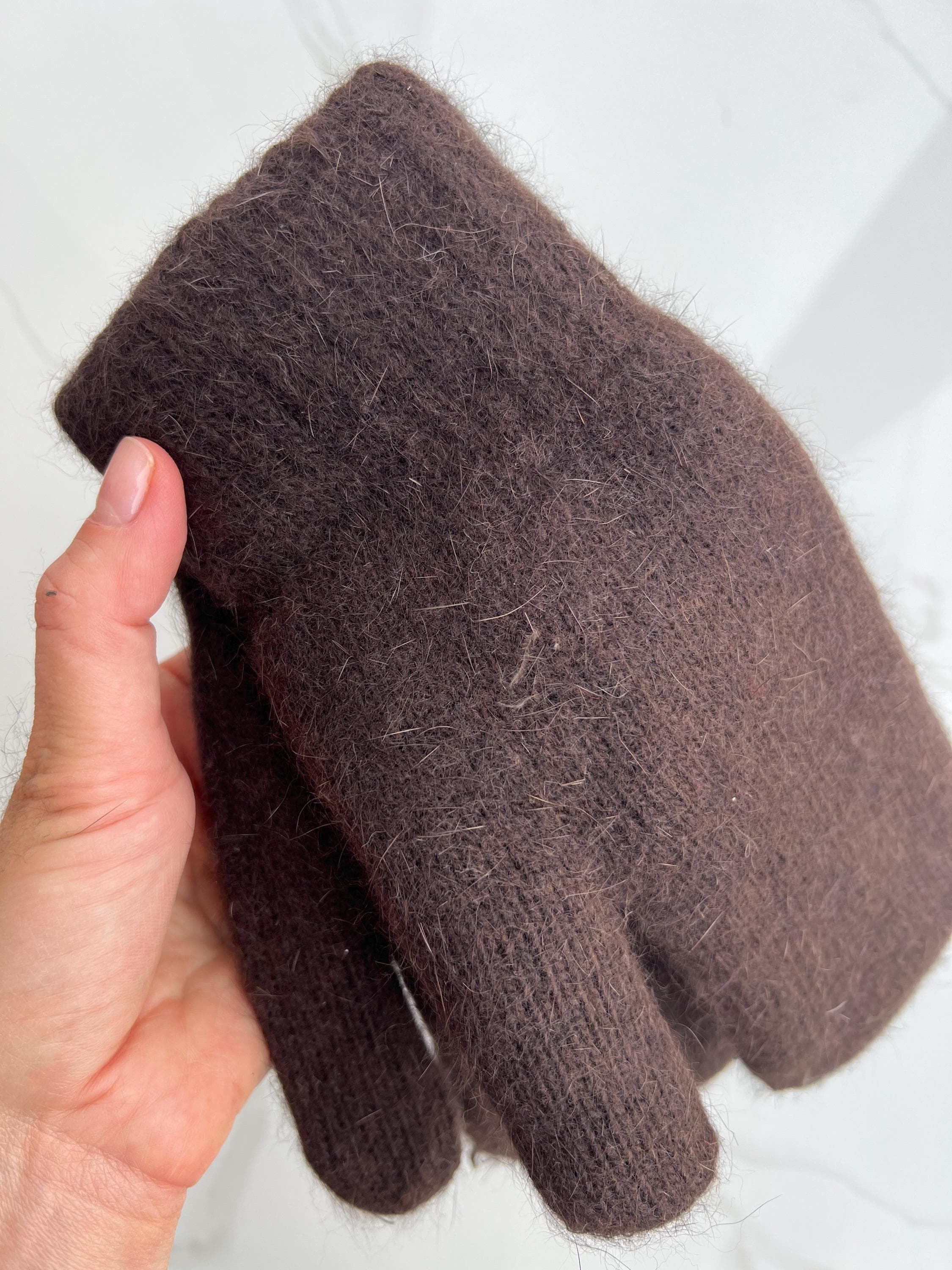 Chocolate Brown Angora Wool Mittens, Carpathian Gift - Etsy