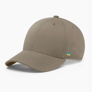 Beige cap with small Ukrainian flag, Unisex baseball cap, Ukrainian gift, Made in Ukraine