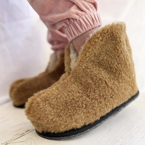 Ukrainian Wool Slippers: Cozy Felt Sole, Carpathian Gift
