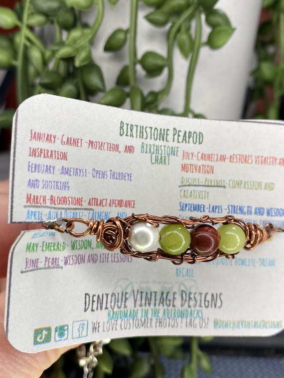 Birthstone Peas in a Pod-Customizable PeaPod (1,2,3,4,5 or 6) Bracelet Wire Wrapped in Steel/Bronze/Titanium/ 14k Rose Gold/Black Niobium