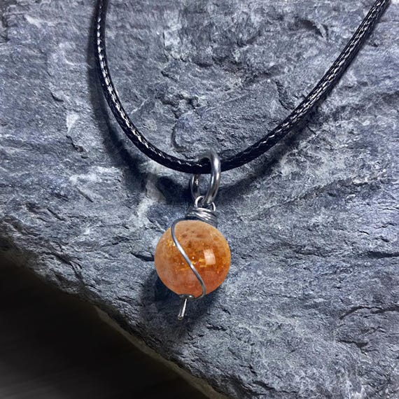 Rainbow Fire Sunstone Dangly Swirl Pendant or Bracelet Charm Wire Wrapped /Steel/Copper/Bronze/14K Gold-Rose Gold/Titanium/Black Niobium