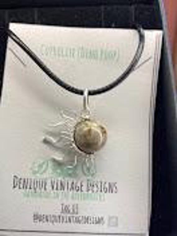 Coprolite Fossil Dino Poop Sunburst Wire Pendant- Silver/Steel/Copper/Bronze/14K Gold 14K Rose Gold/ Black Niobium - Bracelet Charm