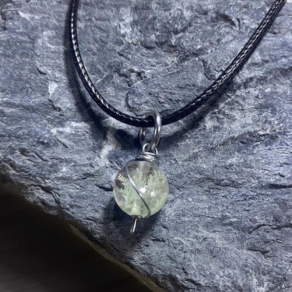 Tibetan Ice Green Phantom Quartz Dangly Swirl Pendant or Bracelet Charm Wire Wrapped Steel/Copper/Bronze/14K Gold-Rose Gold/Titanium/Niobium