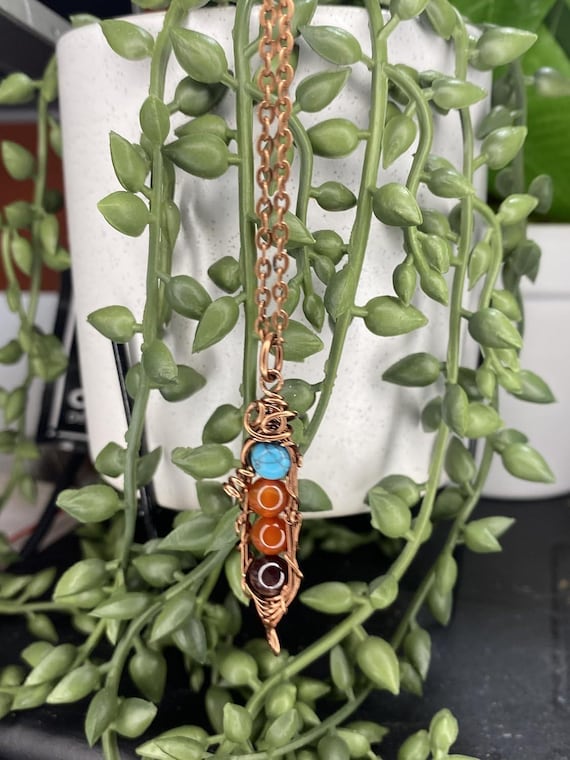 Birthstone Peas in a Pod-Customizable PeaPod (1,2,3,4,5 or 6) Necklace Wire Wrapped in Steel/Bronze/Titanium/ 14k Rose Gold/Black Niobium