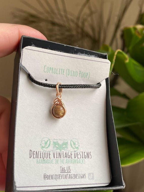 Fossilized Coprolite (Dino Poop) 6mm Herringbone Pendant or Bracelet charm- Silver/Steel/Black Iron/Titanium/14K Gold/RoseGold/Blk Niobium-