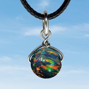 Black Fire Opal Simpler Pendant Wire Wrapped /Steel/Copper/Bronze/14K Gold-Rose Gold/Titanium/Black Niobium