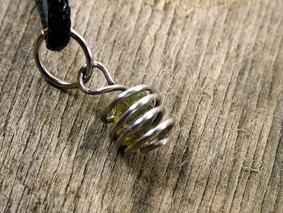 Raw Genuine Moldavite Cage Pendant or Bracelet Charm- Silver/Steel/Copper/Bronze/14K Gold 14K Rose Gold/Black Niobium- Cert. of Authenticity