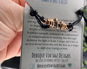 Genuine CampoDel Cielo Meteorite Wire Wrapped Cage Bracelet- Silver/Steel/Copper/Bronze/14K Gold/RoseGold/Niobium- Adjustable Friendship