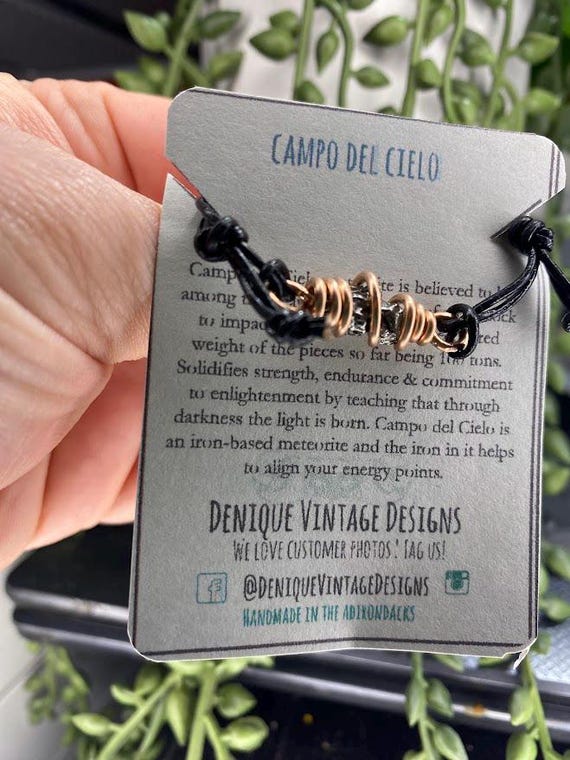 Genuine CampoDel Cielo Meteorite Wire Wrapped Cage Bracelet- Silver/Steel/Copper/Bronze/14K Gold/RoseGold/Niobium- Adjustable Friendship