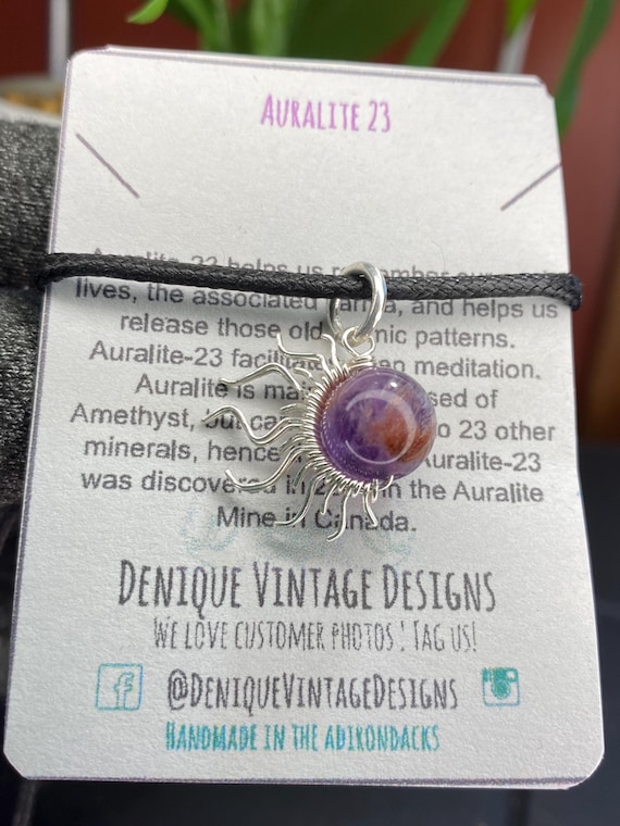 Auralite 23 Amethyst Sunburst Wire Pendant- or bracelet charm Silver/Steel/Copper/Bronze/14K Gold 14K Rose Gold February Birthstone