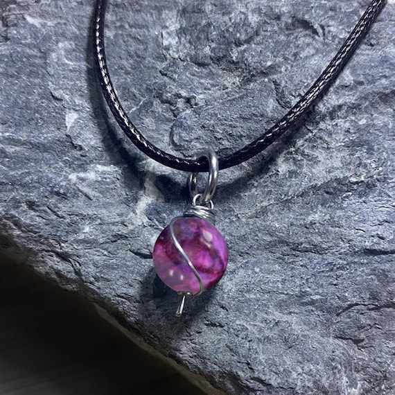 Purple Sugalite Dangly Swirl Pendant or Bracelet Charm Wire Wrapped /Steel/Copper/Bronze/14K Gold-Rose Gold/Titanium/Black Niobium