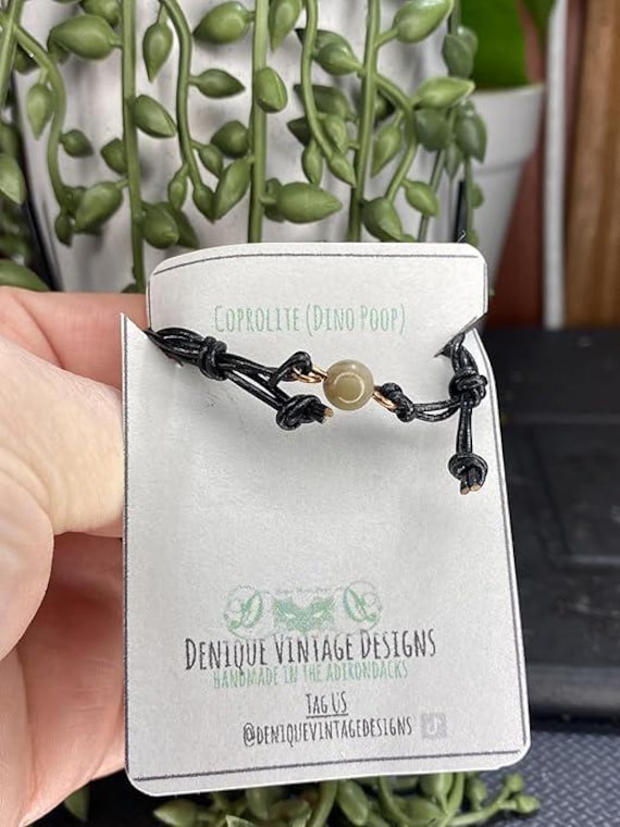 6mm Dinosaur Coprolite Fossil on Adj. -Cord Friendship Bracelet- Silver/Steel/Copper/Bronze/14K Gold/RoseGold/Niobium- Gag Gift- Anniversary