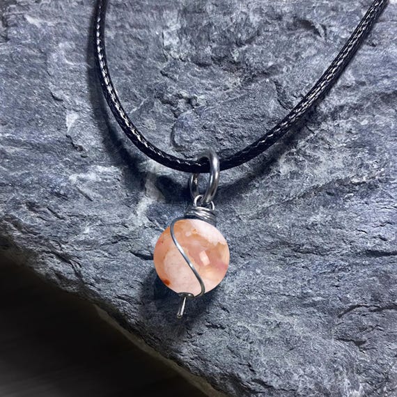 Cherry Blossom Agate Dangly Swirl Pendant or Bracelet Charm Wire Wrapped /Steel/Copper/Bronze/14K Gold/14K Rose Gold/Titanium/Black Niobium