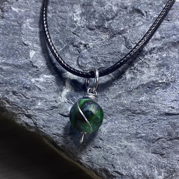 Azurite Dangly Swirl Pendant or Bracelet Charm - Wire Wrapped - /Steel/Copper/Bronze/14K Gold/14K Rose Gold/Titanium/Black Niobium