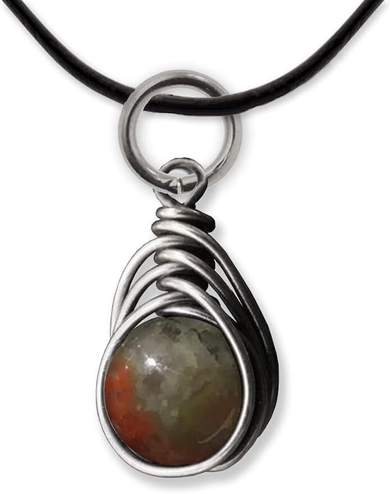 Coprolite Fossil Dinosaur Poop 6mm Herringbone Pendant in Custom Wire Gold- Titanium-Niobium -Silver- Copper