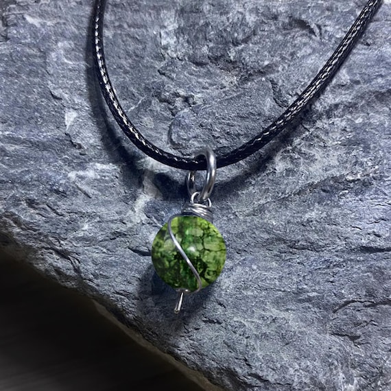 Tibetan Green Phantom Quartz Dangly Swirl Pendant or Bracelet Charm Wire Wrapped /Steel/Copper/Bronze/14K Gold-Rose Gold/Titanium/Niobium