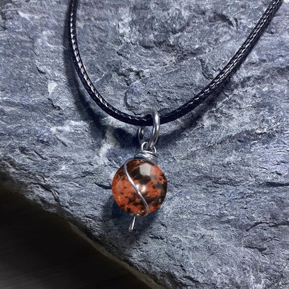 Mahogany Obsidian Dangly Swirl Pendant or Bracelet Charm Wire Wrapped /Steel/Copper/Bronze/14K Gold-Rose Gold/Titanium/Black Niobium